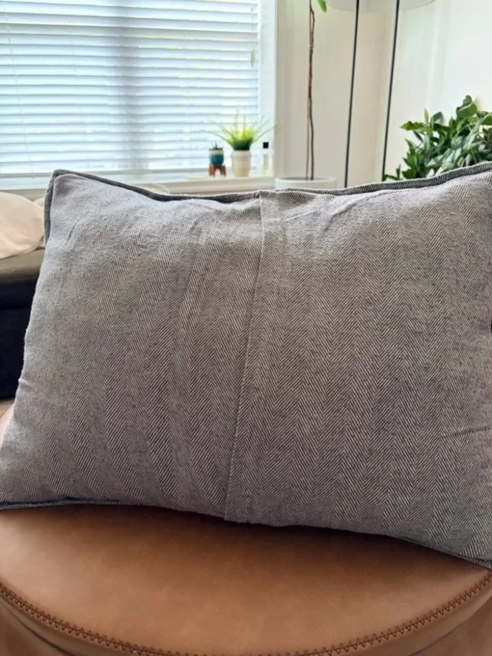 West Elm Blue & Gray Flannel Herringbone Standard Shams (Set of 2)
